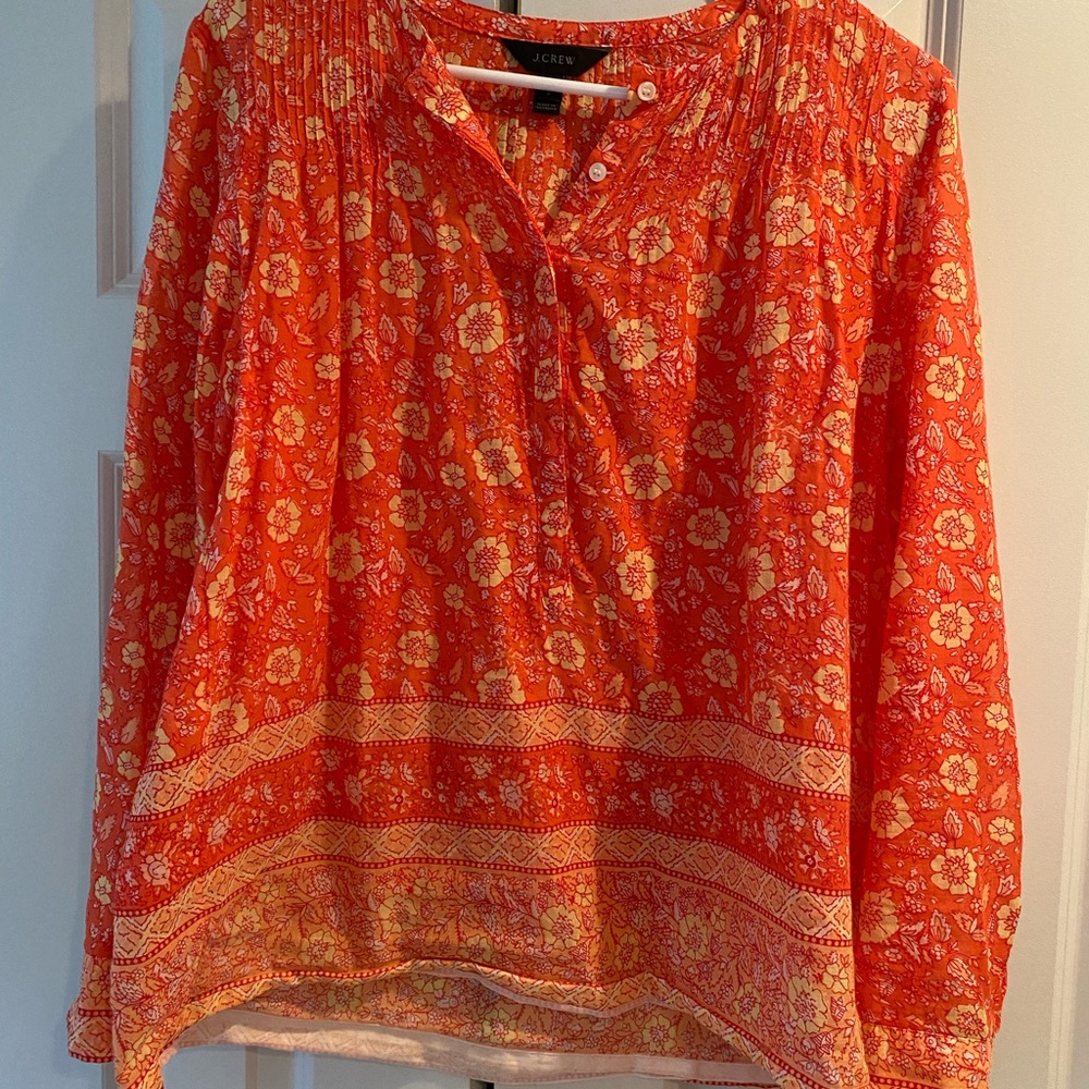 J. Crew Women's orange and yellow Floral Top